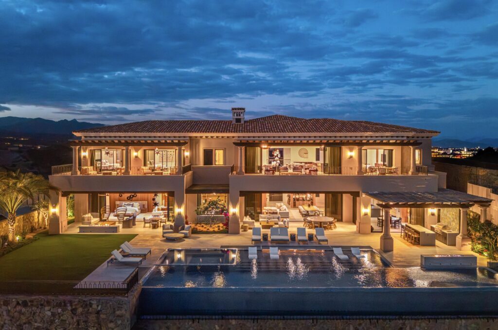 Los Cabos Park Hyatt Villa Mariposa is a stunning three-bedroom oceanfront retreat designed for those seeking privacy, tranquility, and timeless Baja elegance. Showcasing classic Hacienda-style architecture, the villa features rich wood furnishings, warm finishes, and tasteful pops of color that create an inviting and sophisticated atmosphere throughout.Wake up to the soothing sound of the waves and spend your days enjoying the private pool and hot tub overlooking the Sea of Cortez. The expansive terrace provides the perfect setting for al fresco dining, sunset cocktails, or simply relaxing while watching whales pass by during the season.The gourmet kitchen is equipped with high-end appliances and complemented by a charming breakfast nook. See more... The open-concept living and dining areas seamlessly connect to the spacious terrace, maximizing indoor-outdoor living and capturing breathtaking ocean – Legado 7 Villas Del Mar, San Jose Corridor, San Jose Corridor, BS