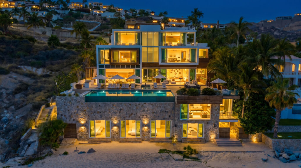 Los Cabos Punta Bella Considering all things Casa Mareva may well be the finest residential property currently offered on the Baja market. What truly distinguishes Casa Mareva is its rarity. There is simply no other oceanfront estate in Baja that combines this level of architectural scale, world class amenities, proven rental performance, and one of the most coveted stretches of swimmable coastline in the entire peninsula. Set along this extraordinary shoreline, the estate offers exceptional privacy while being just minutes from the prestigious Palmilla Golf Club, world renowned resorts, fine dining, and luxury amenities. Located within the prestigious gated community of Punta Bella, Casa Mareva captures panoramic – Palmilla Sur SJC, San Jose Corridor, BS